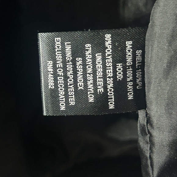 Torrid Red Faux Leather Jacket with Black Hood - Picture 5 of 8